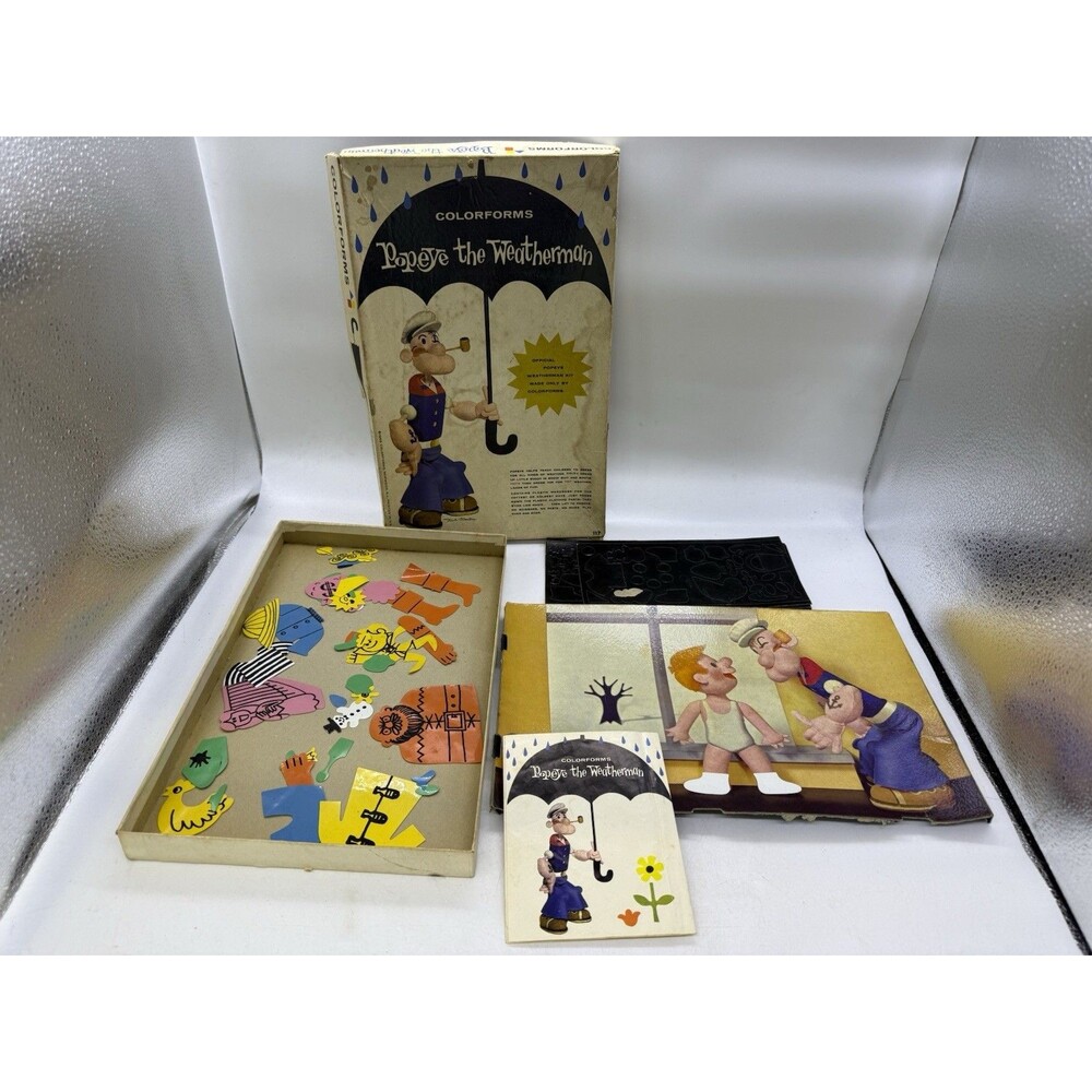 Vintage 1959 Popeye The Weatherman Colorforms Number 117 W/ Book Missing Few Pcs